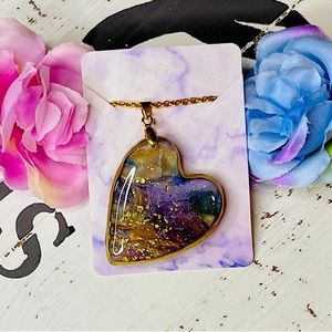 Handmade, polymer clay, heart necklace